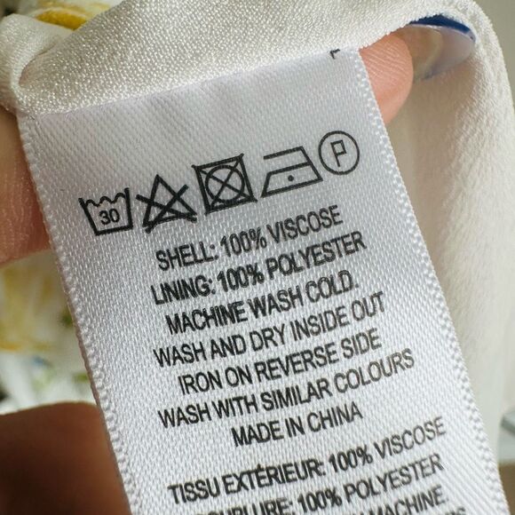 French Connection Cream Floral Belted High-Low Dress Size 6 NWOT - Picture 6 of 13